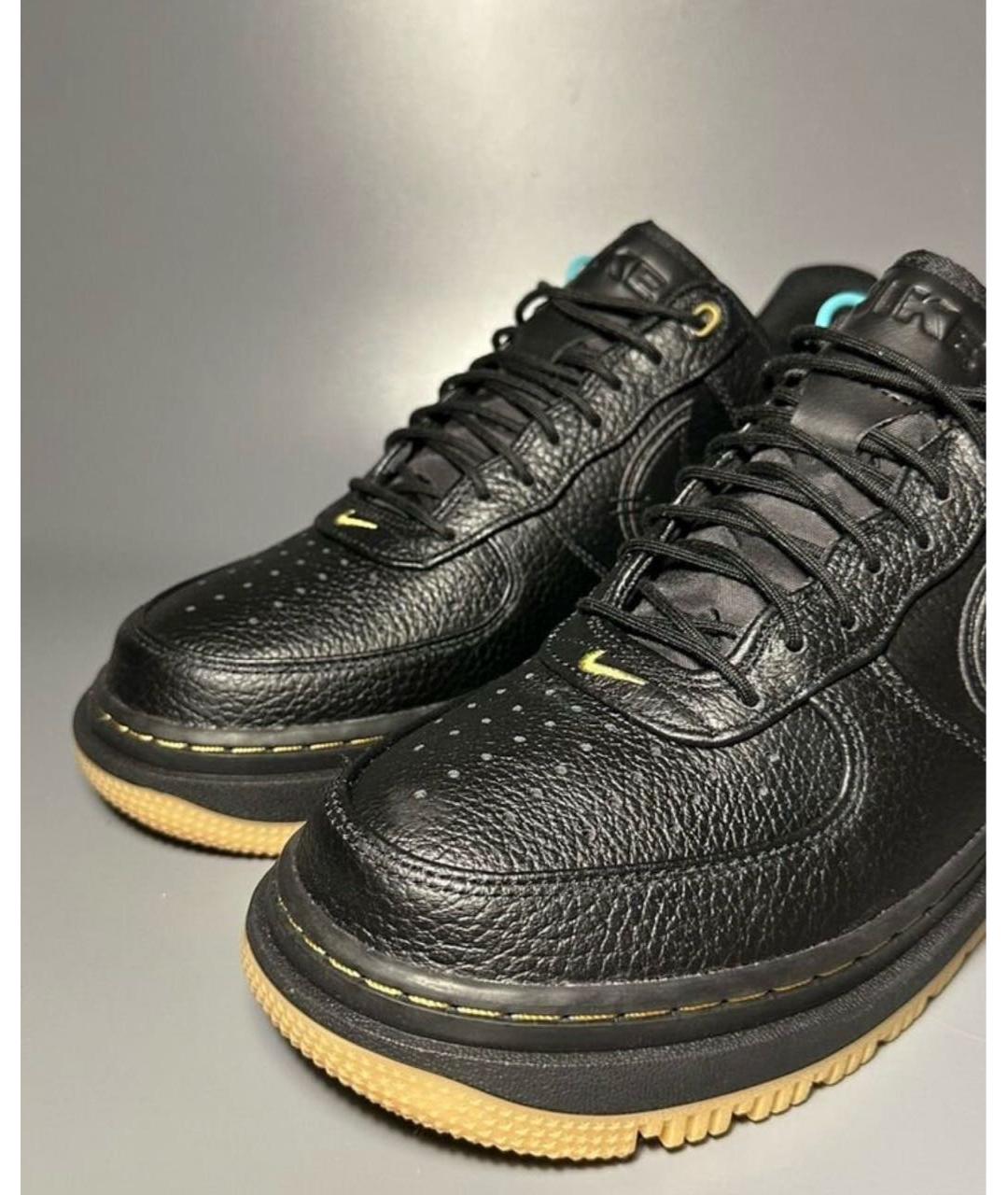 NIKE Черные кожаные низкие кроссовки / кеды, фото 7