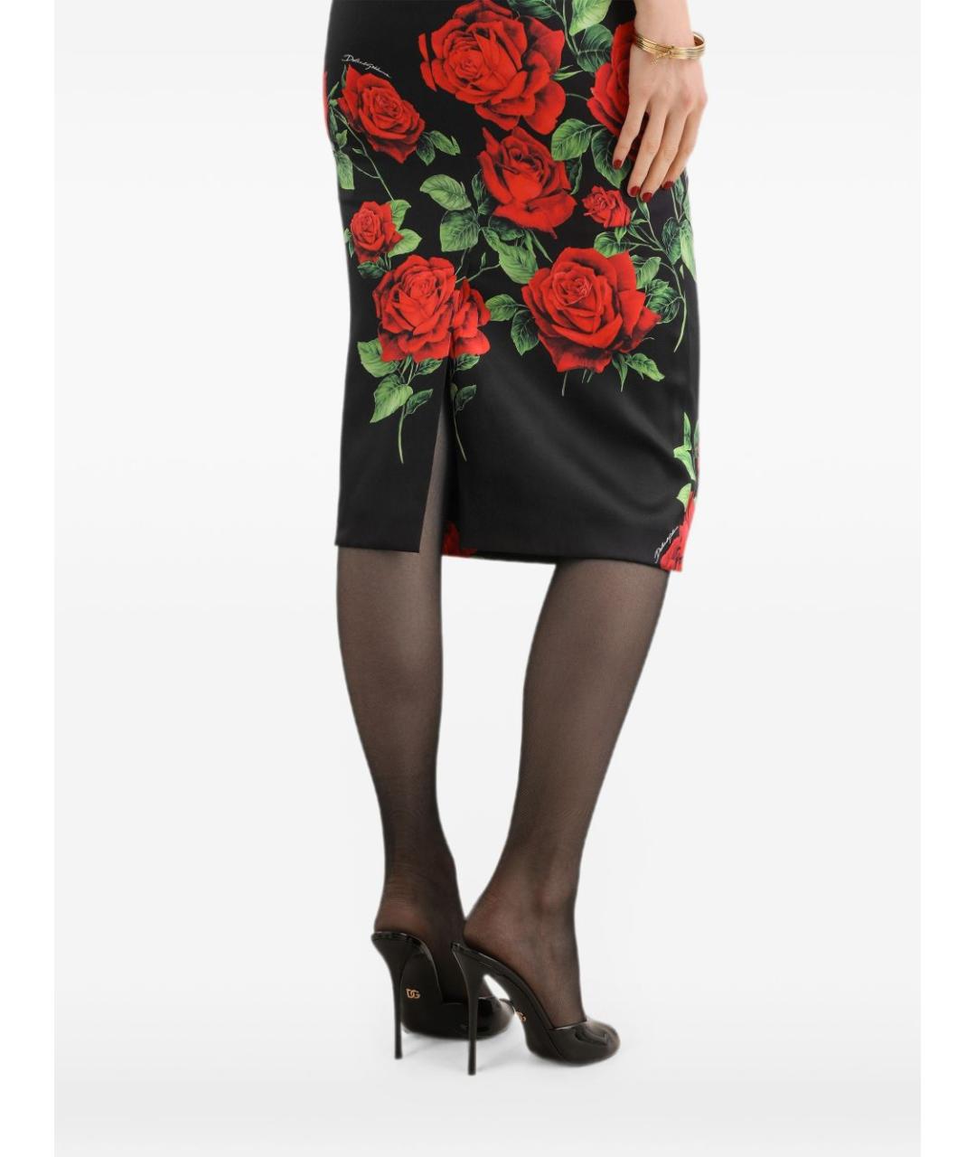 DOLCE&GABBANA Черное шелковое повседневное платье, фото 4