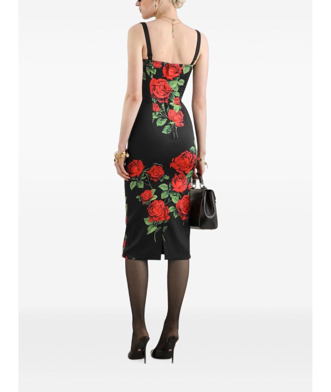 DOLCE&GABBANA Черное шелковое повседневное платье, фото 2