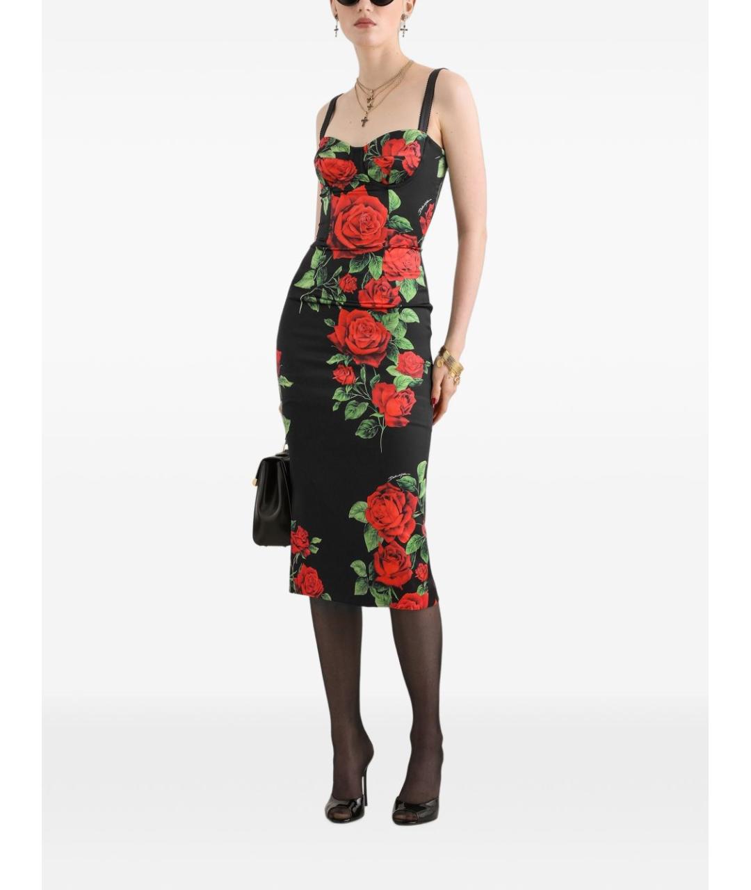 DOLCE&GABBANA Черное шелковое повседневное платье, фото 3