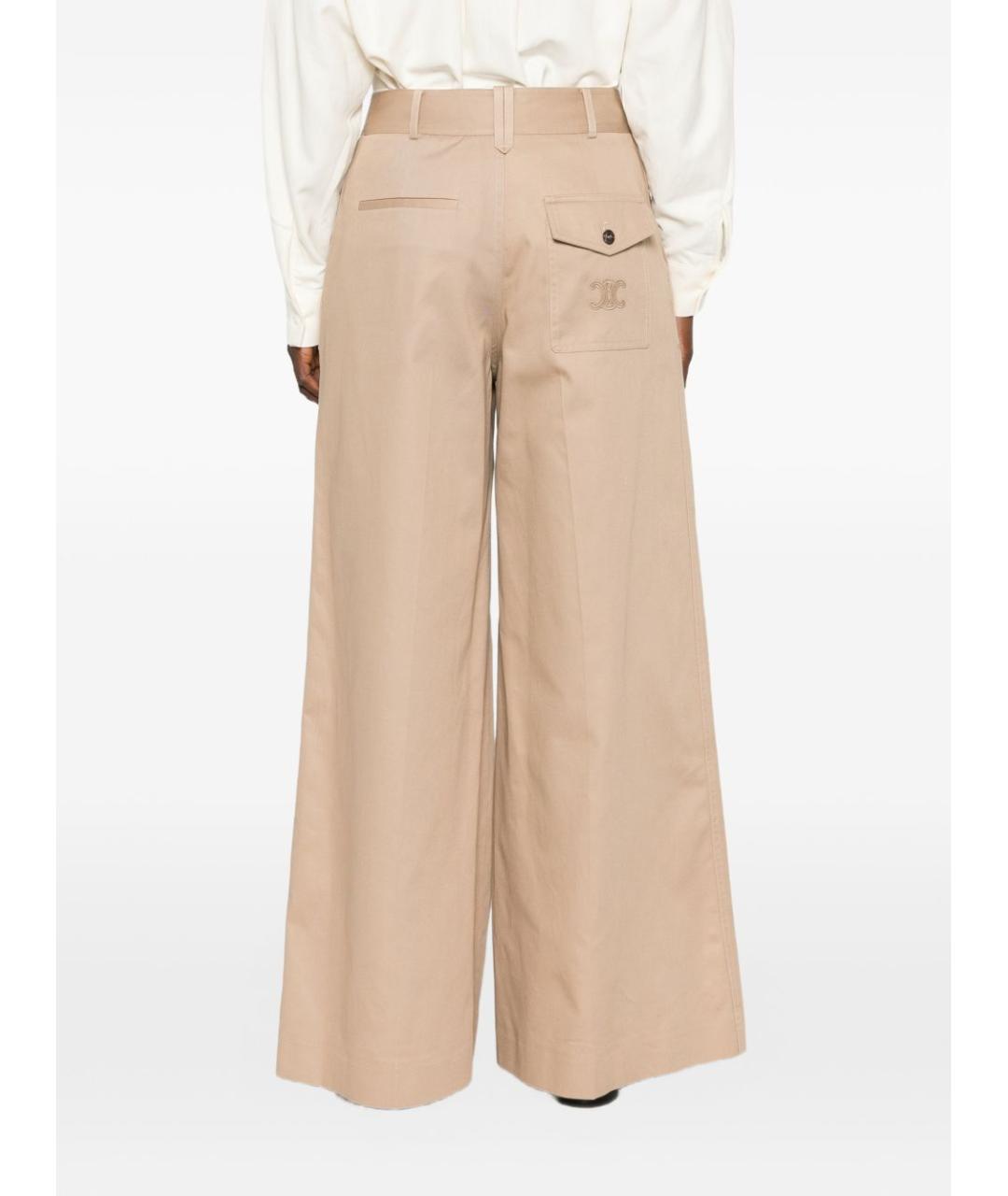 CELINE Бежевые хлопковые прямые брюки, фото 4