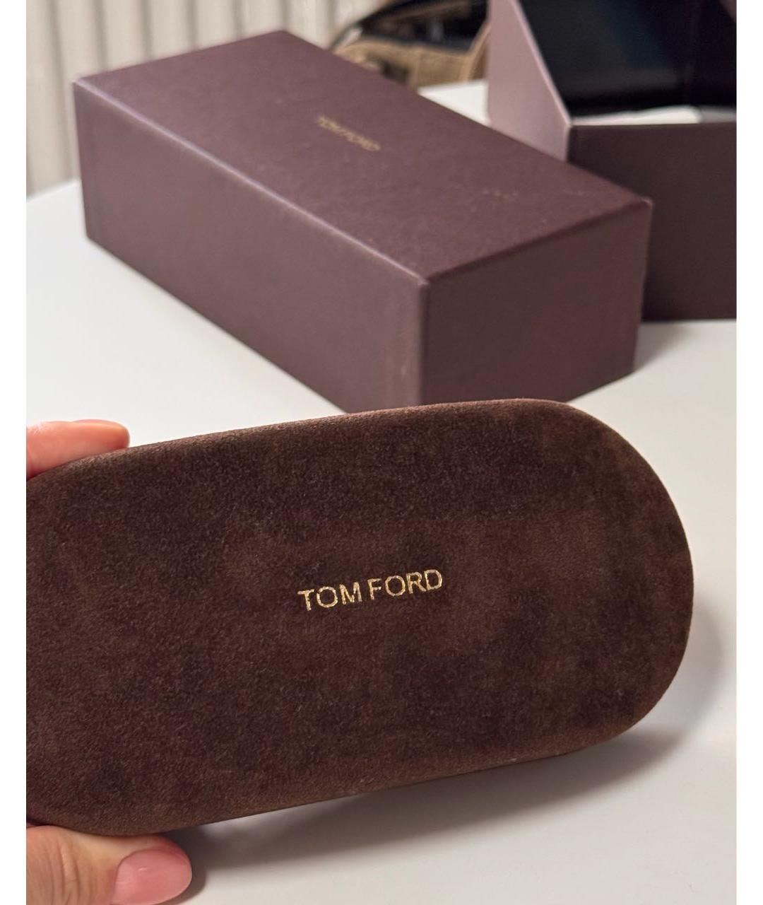 TOM FORD Коричневые металлические солнцезащитные очки, фото 4