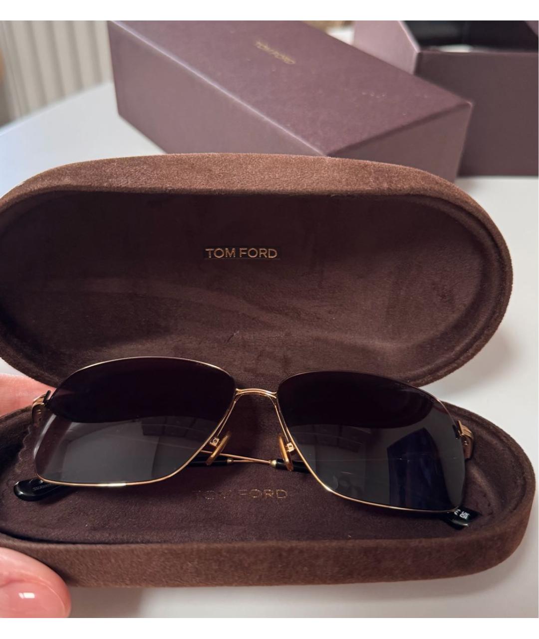 TOM FORD Коричневые металлические солнцезащитные очки, фото 6