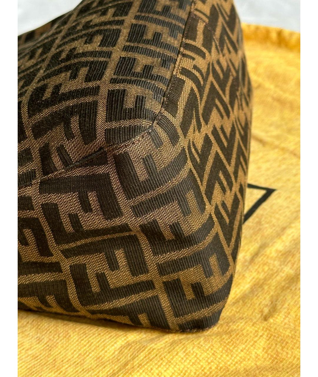 FENDI Коричневая сумка с короткими ручками из канвы, фото 8