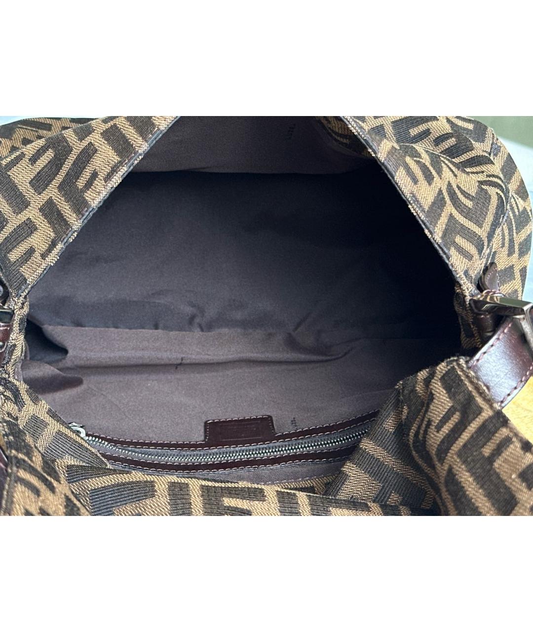 FENDI Коричневая сумка с короткими ручками из канвы, фото 4