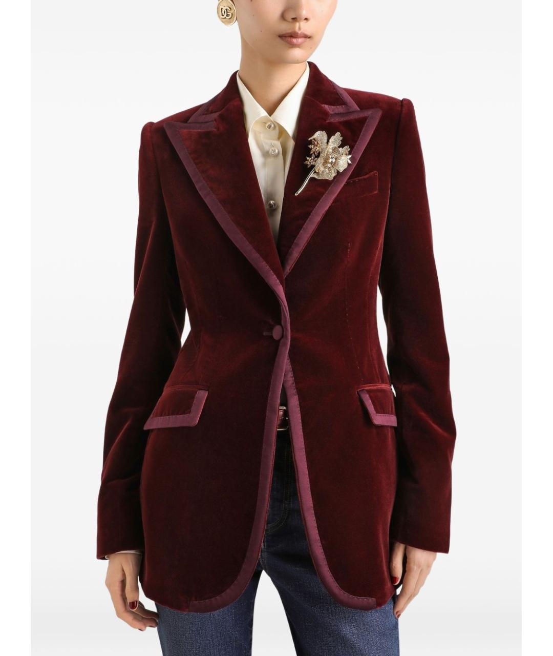 DOLCE&GABBANA Бордовый хлопковый жакет/пиджак, фото 4