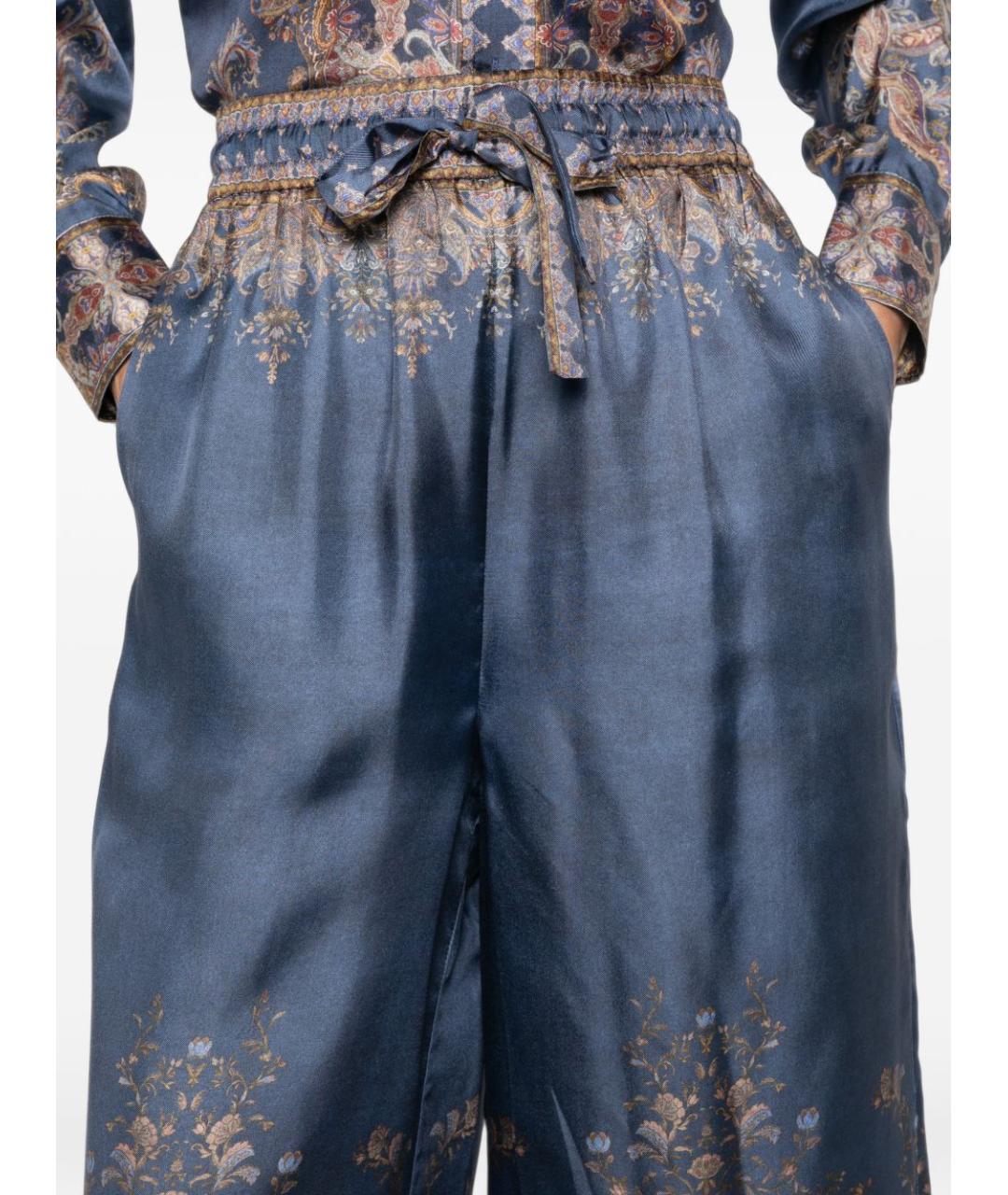 ZIMMERMANN Синие шелковые брюки широкие, фото 3