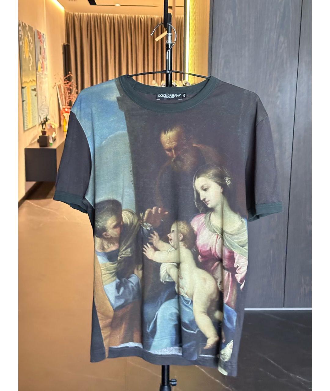 DOLCE&GABBANA Черная хлопковая футболка, фото 5