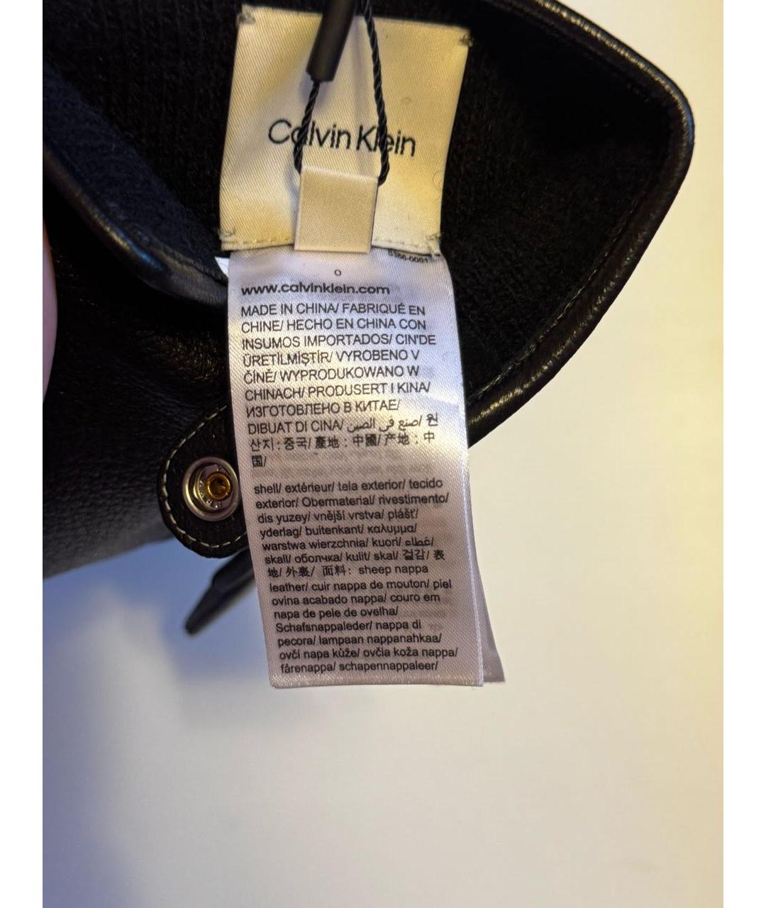CALVIN KLEIN Черные кожаные перчатки, фото 3