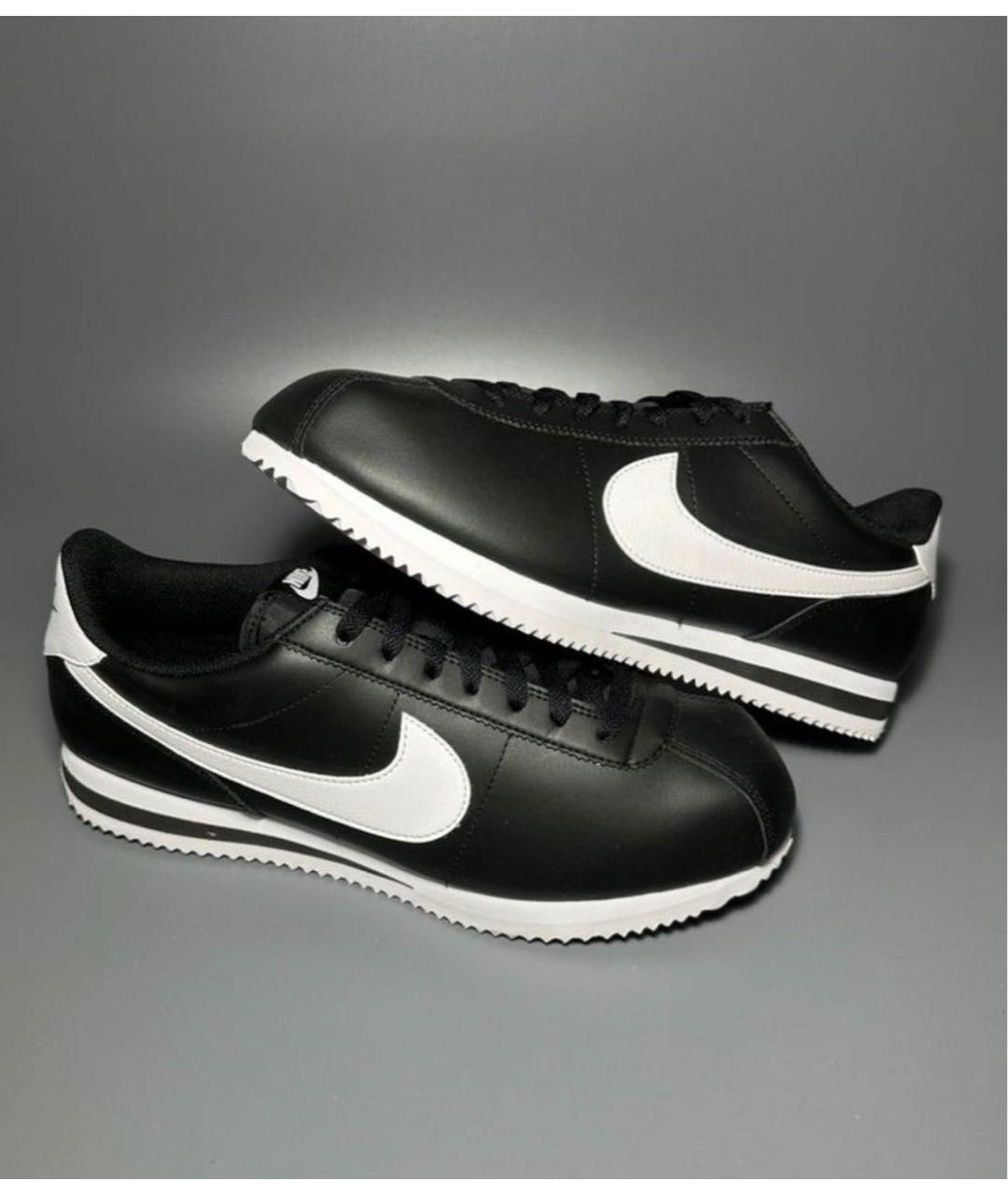 NIKE Черные кожаные низкие кроссовки / кеды, фото 5