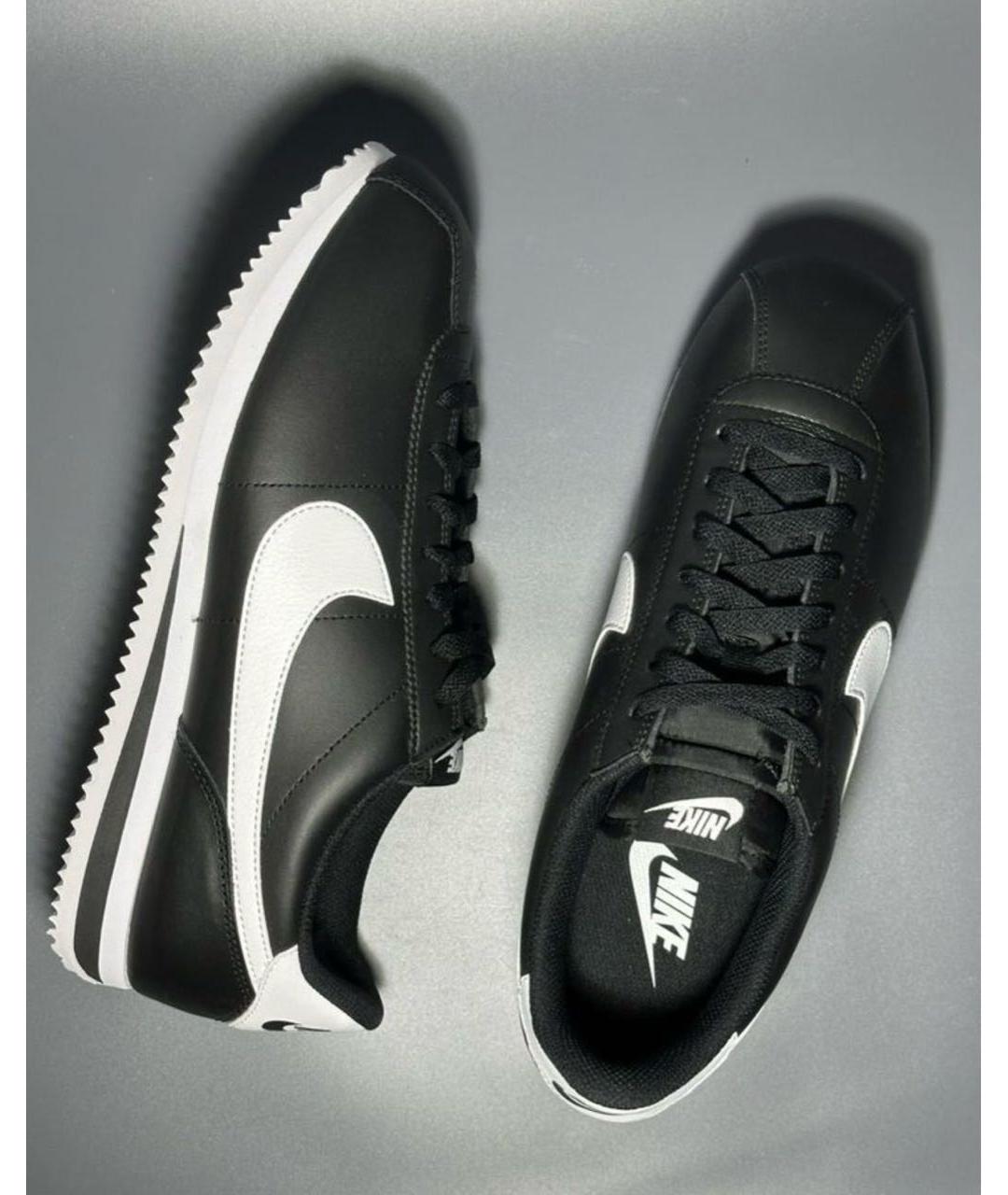 NIKE Черные кожаные низкие кроссовки / кеды, фото 6