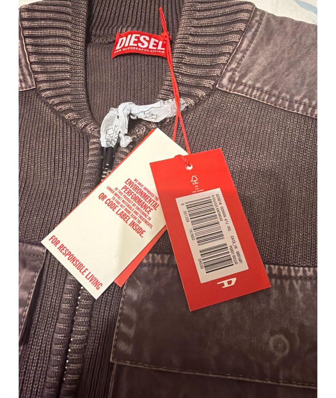 DIESEL Коричневая хлопковая жилетка, фото 6