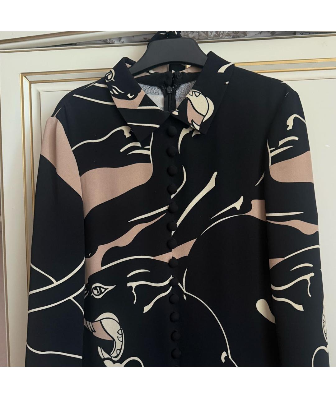 VALENTINO Черное шелковое повседневное платье, фото 3