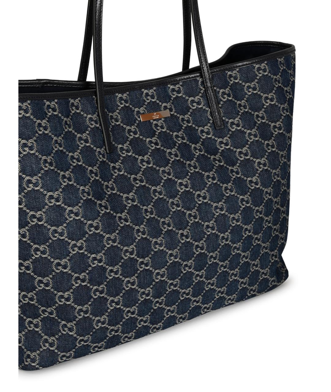 GUCCI Синяя хлопковая сумка тоут, фото 4