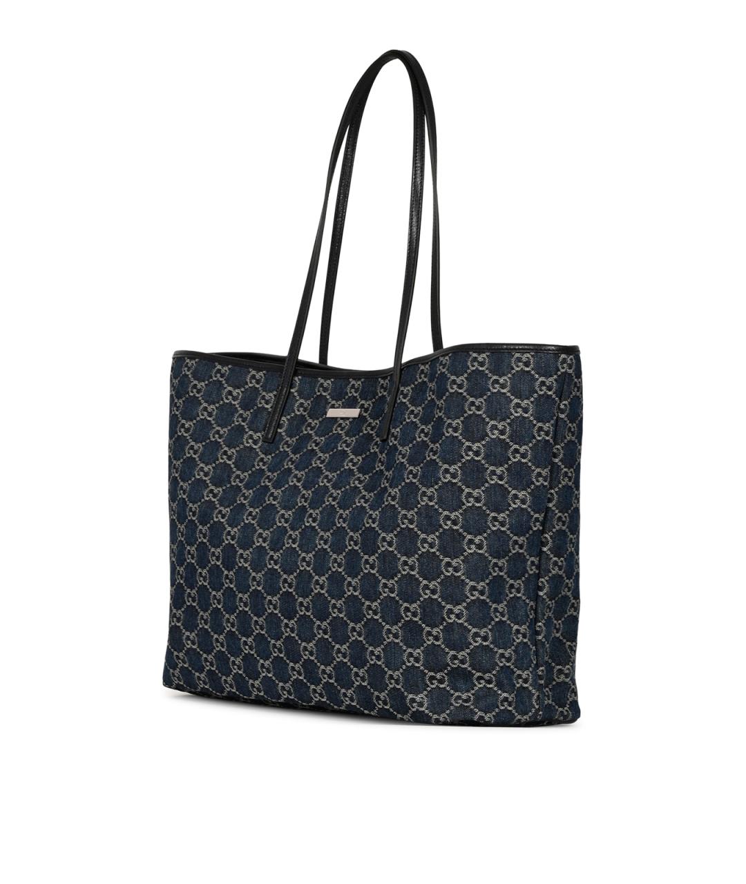 GUCCI Синяя хлопковая сумка тоут, фото 2