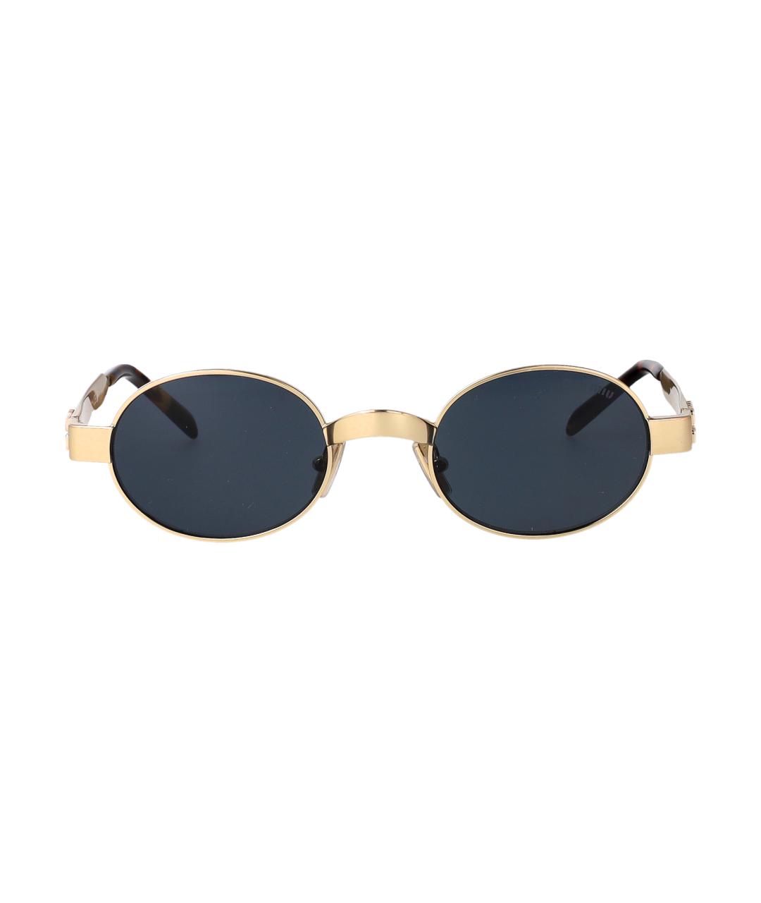 MIU MIU Золотые металлические солнцезащитные очки, фото 1