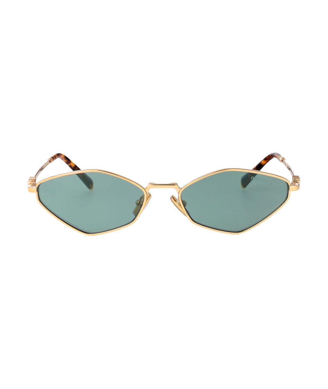 MIU MIU Золотые металлические солнцезащитные очки, фото 1
