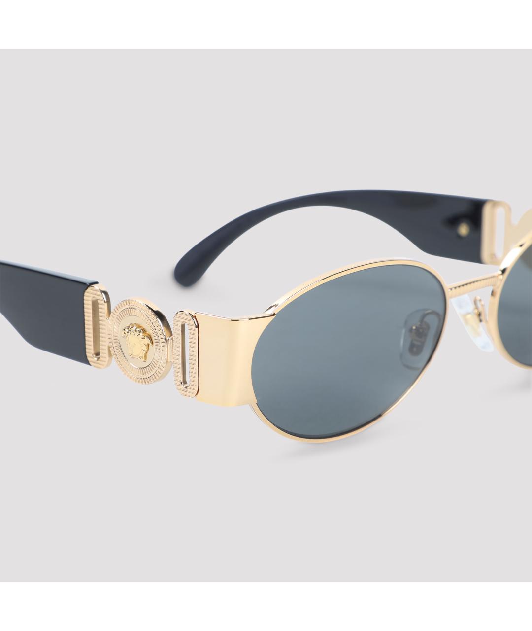 VERSACE Золотые металлические солнцезащитные очки, фото 3