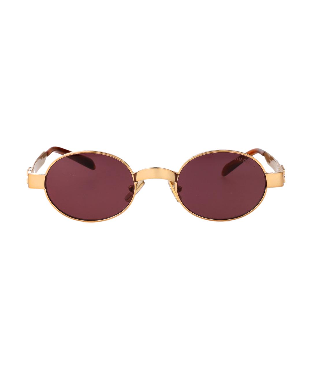 MIU MIU Золотые металлические солнцезащитные очки, фото 1