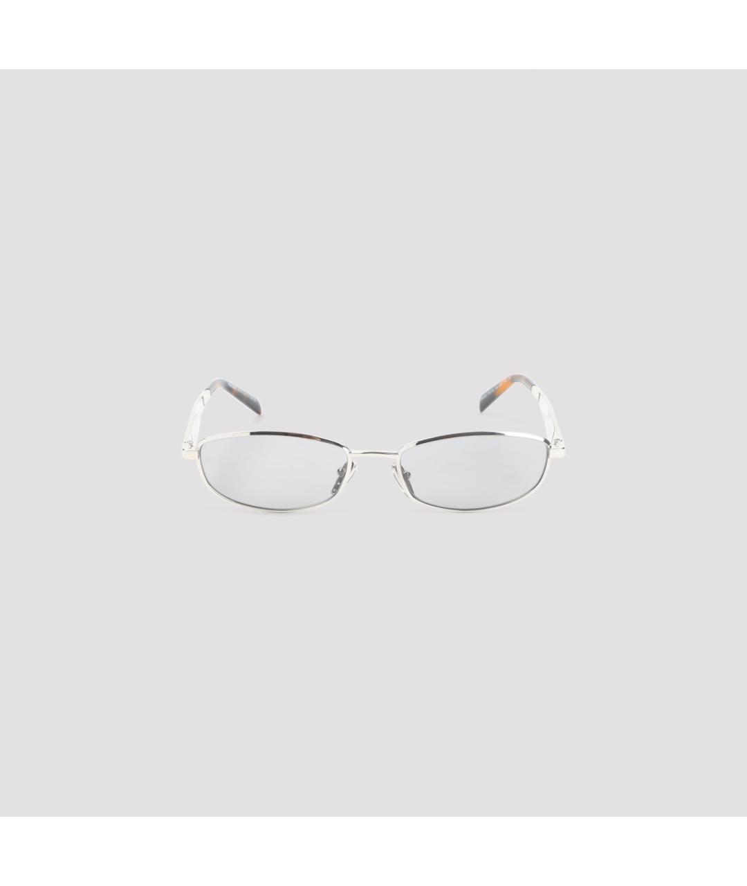 PRADA Серебряные металлические солнцезащитные очки, фото 2