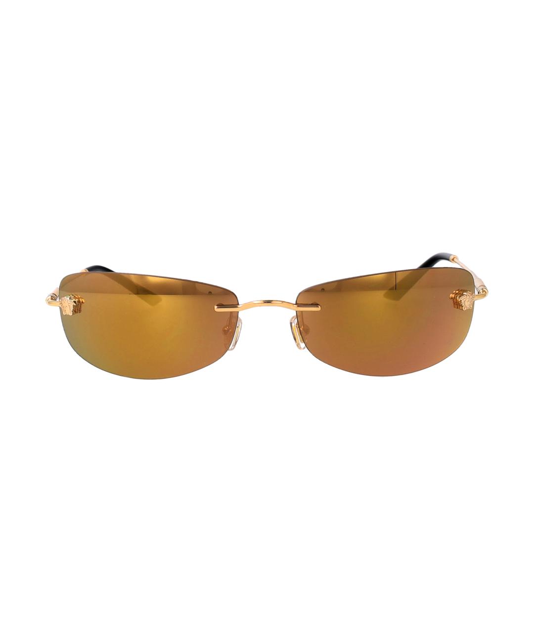 VERSACE Золотые металлические солнцезащитные очки, фото 1