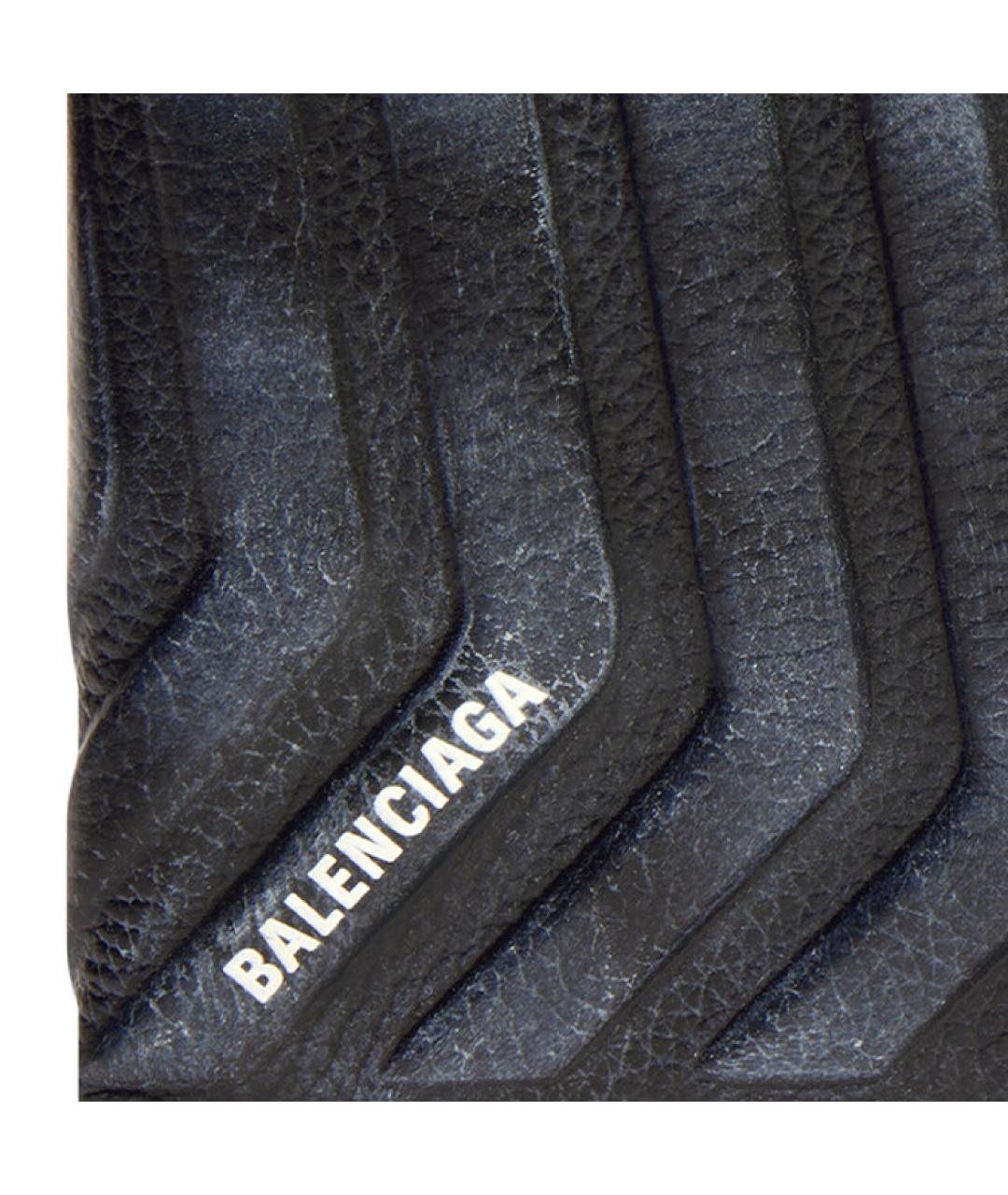 BALENCIAGA Черный кожаный кошелек, фото 4