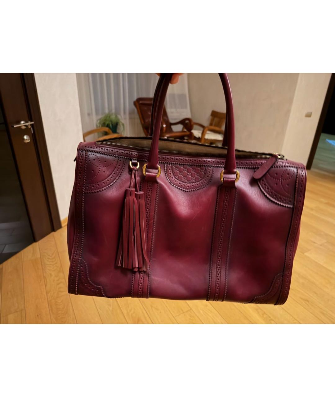 GUCCI Бордовая кожаная сумка тоут, фото 5