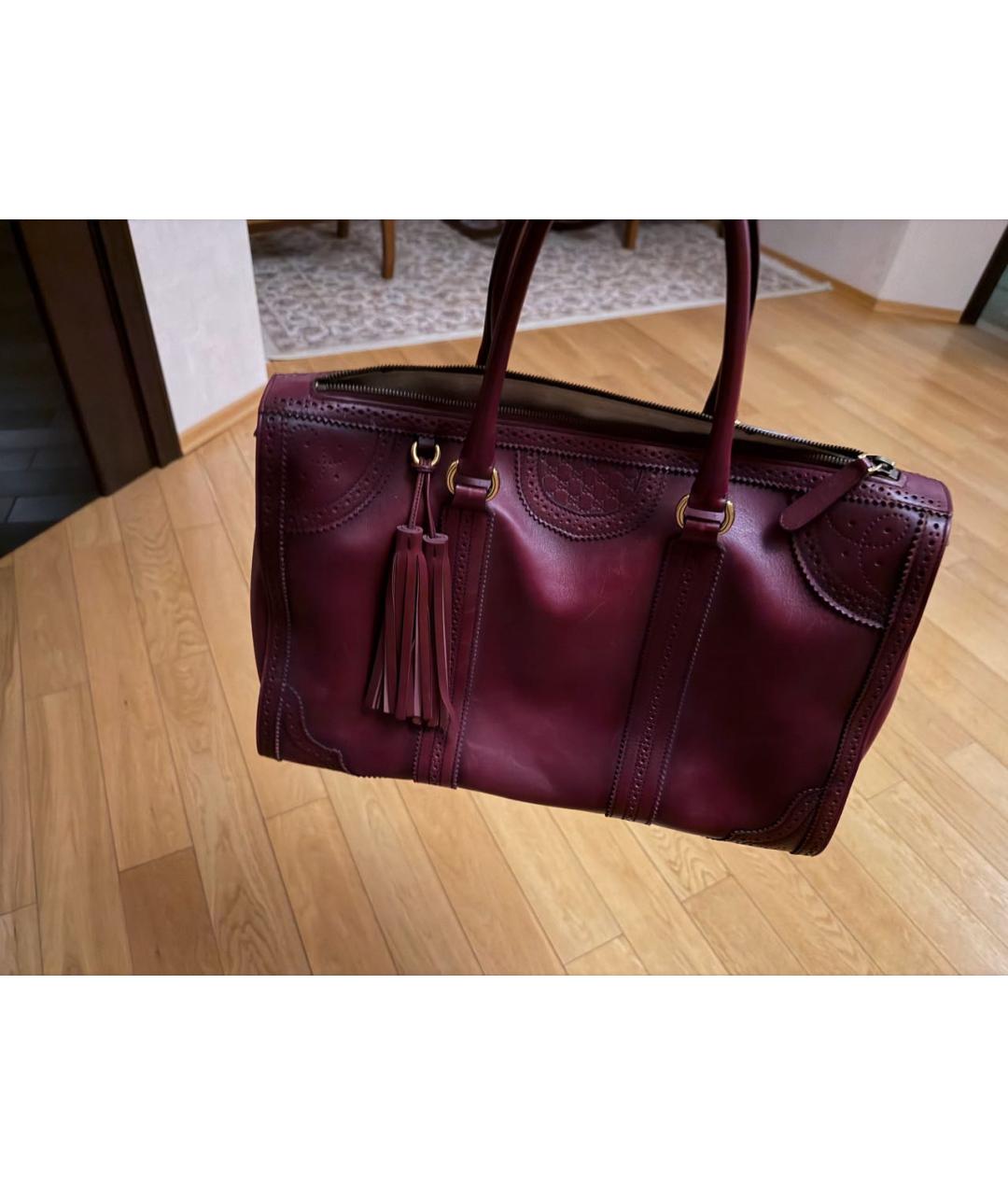 GUCCI Бордовая кожаная сумка тоут, фото 4