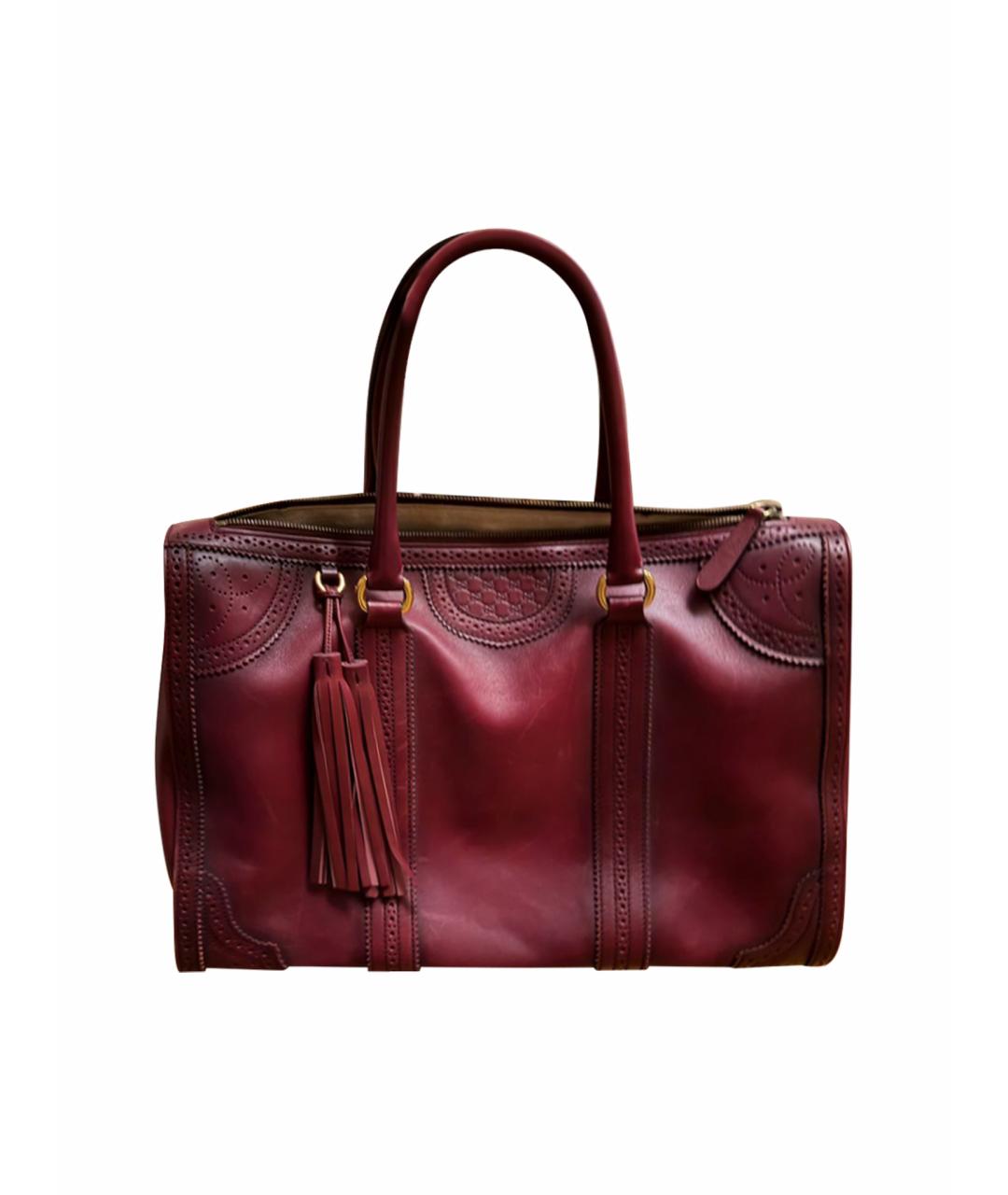 GUCCI Бордовая кожаная сумка тоут, фото 1