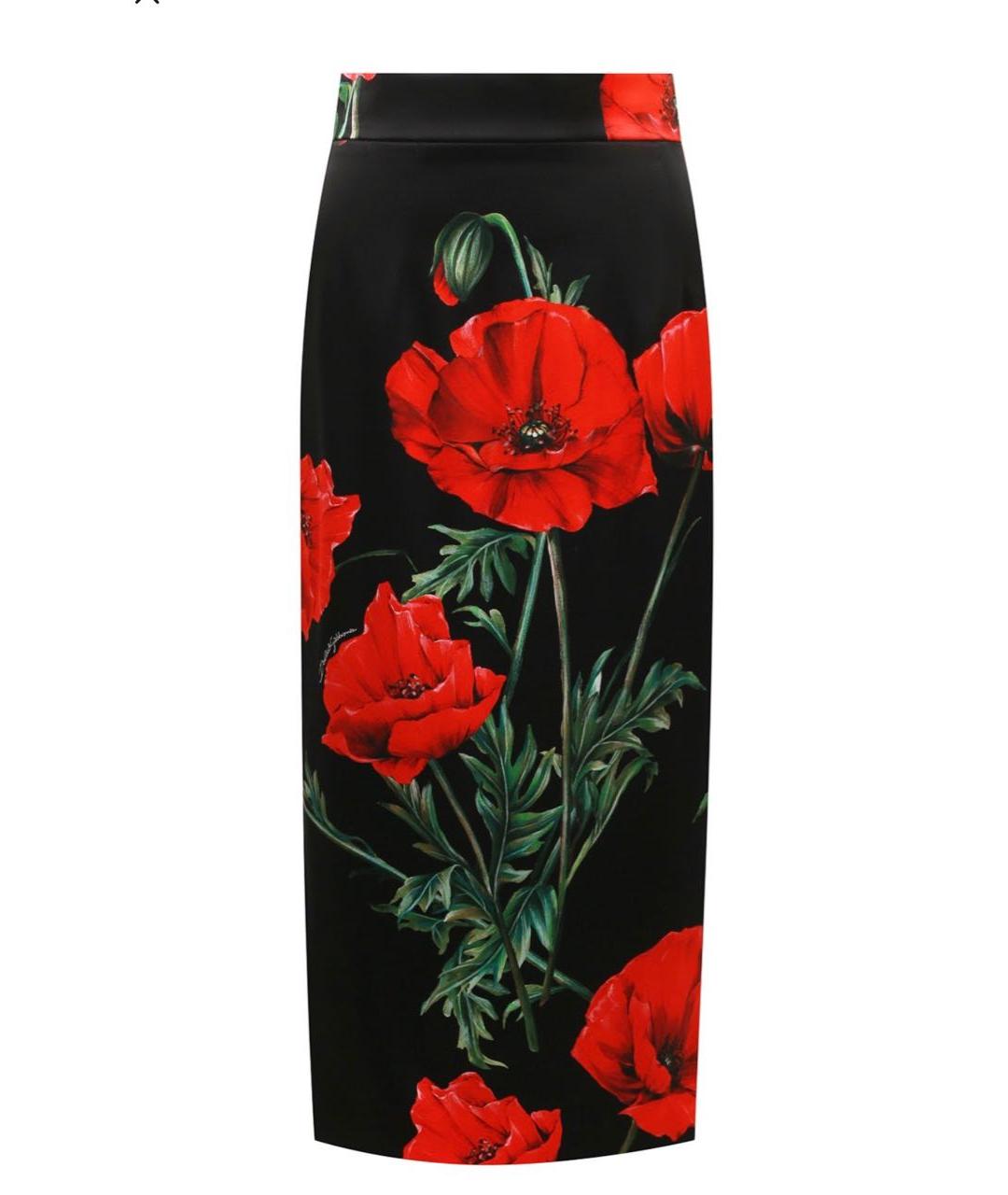 DOLCE&GABBANA Черная шелковая юбка миди, фото 8
