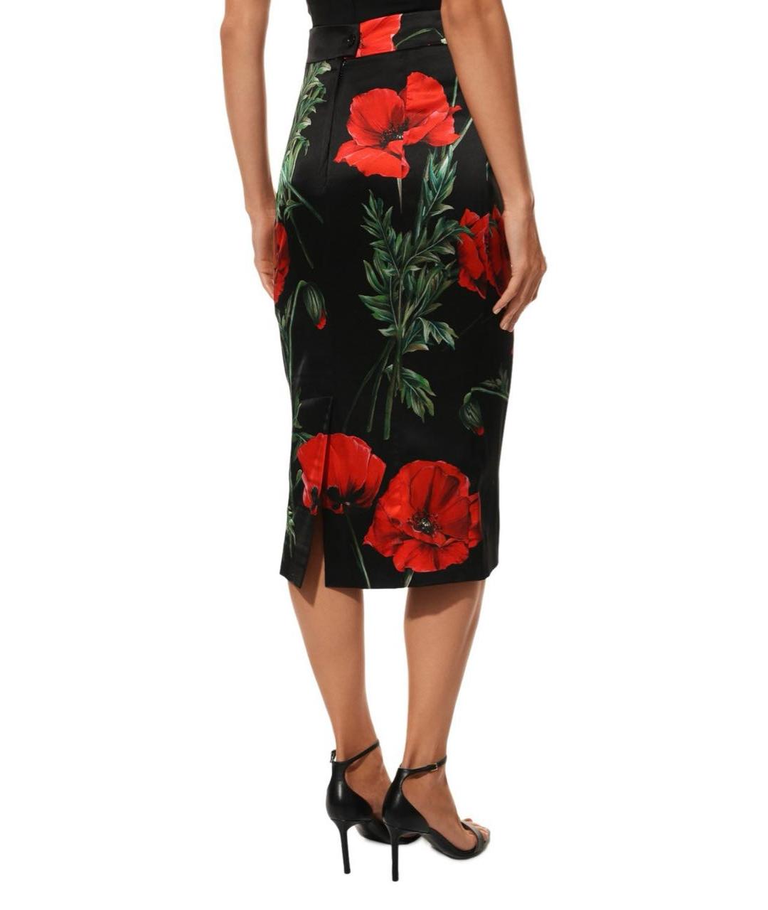 DOLCE&GABBANA Черная шелковая юбка миди, фото 7