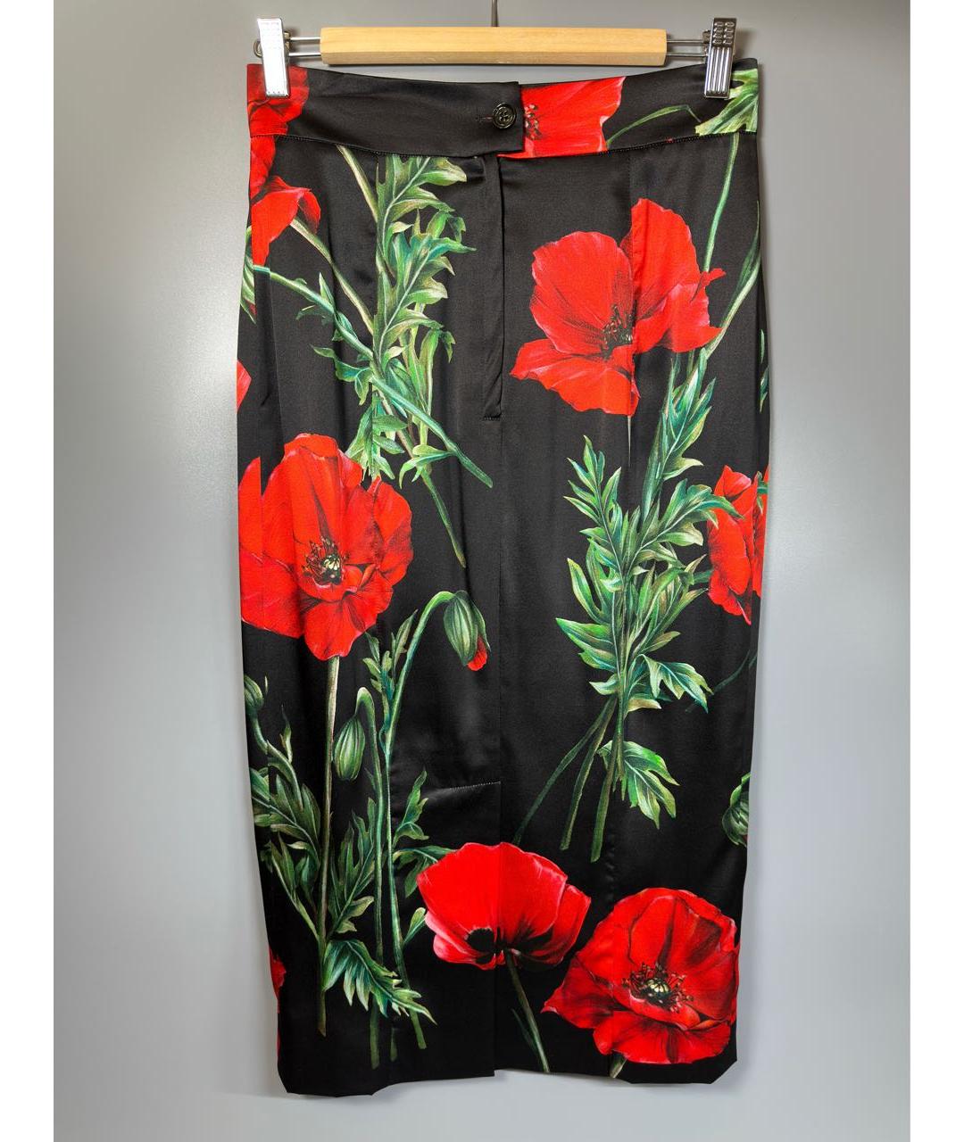 DOLCE&GABBANA Черная шелковая юбка миди, фото 3
