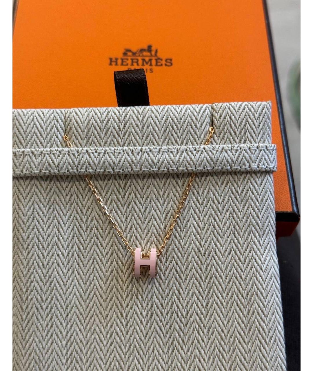 HERMES Розовое металлическое колье, фото 4