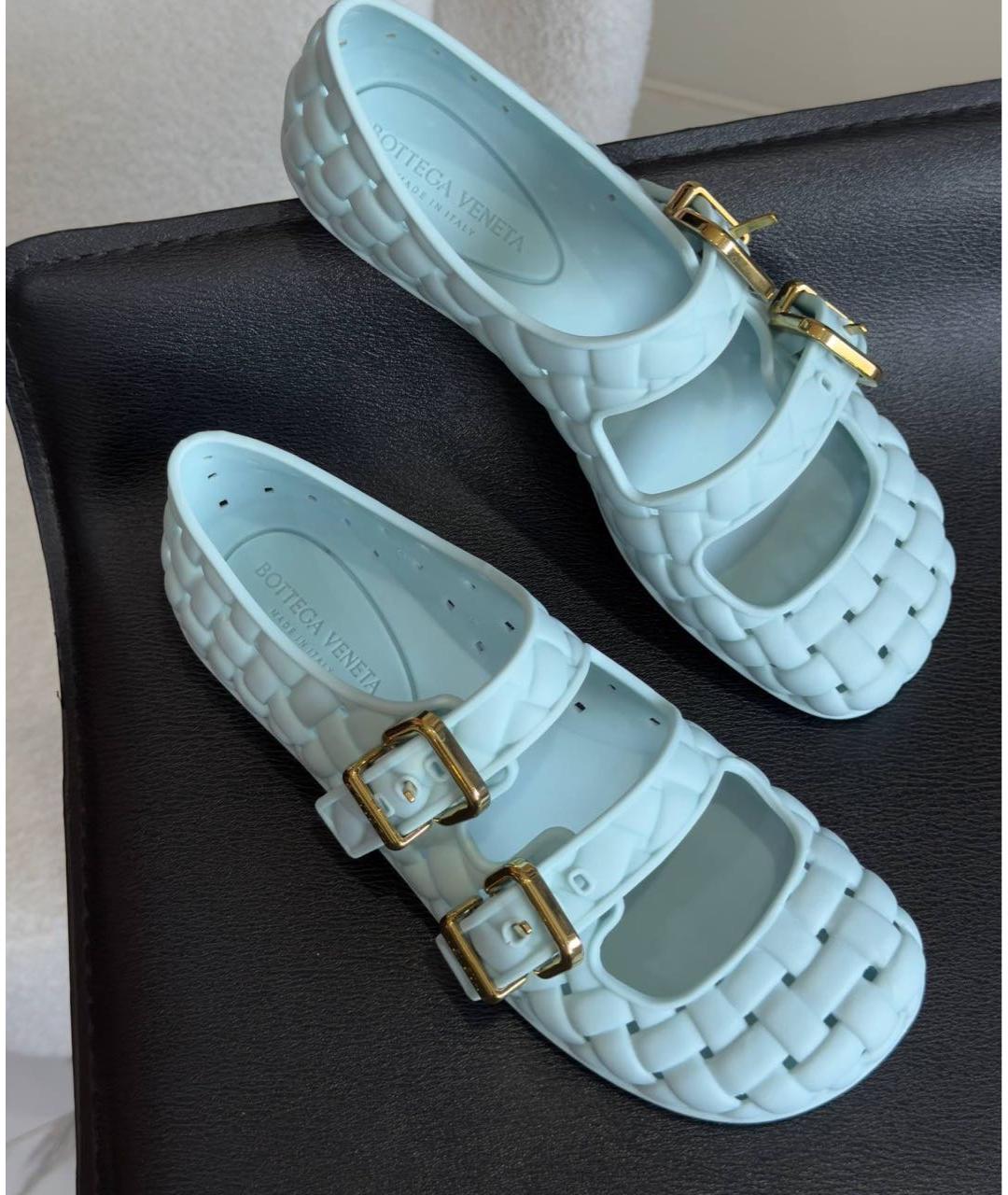 BOTTEGA VENETA Голубые резиновые туфли, фото 2