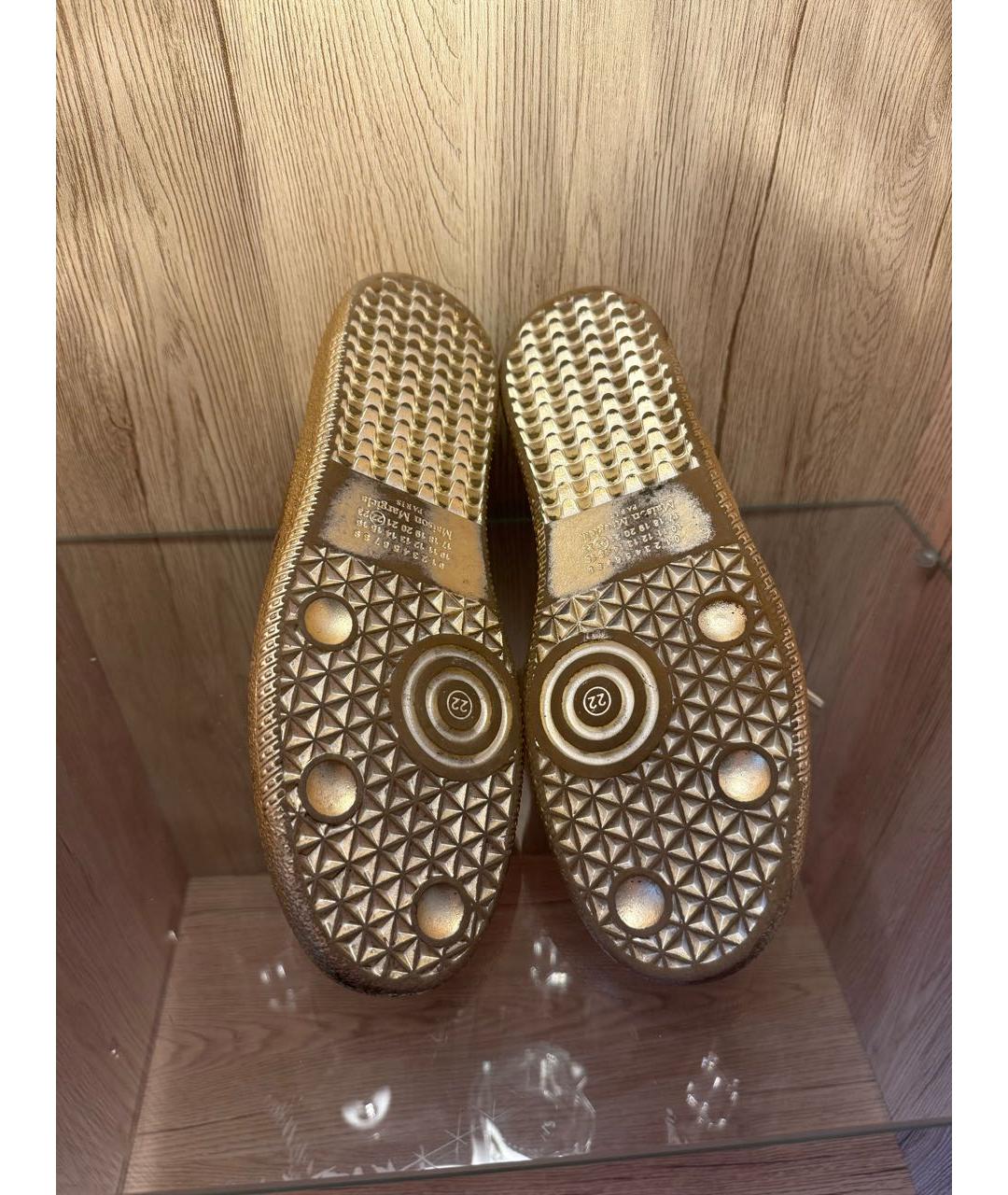 MAISON MARGIELA Золотые кожаные низкие кроссовки / кеды, фото 3