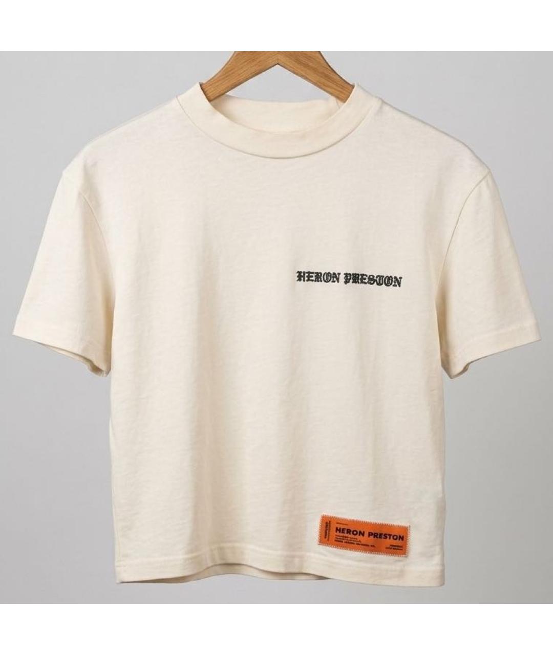HERON PRESTON Бежевая хлопковая футболка, фото 3