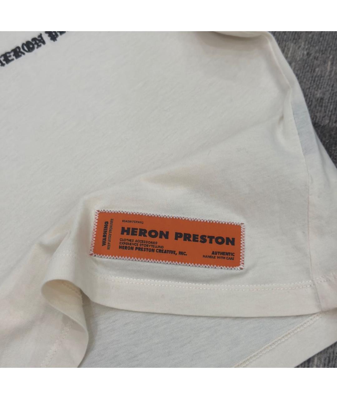 HERON PRESTON Бежевая хлопковая футболка, фото 5