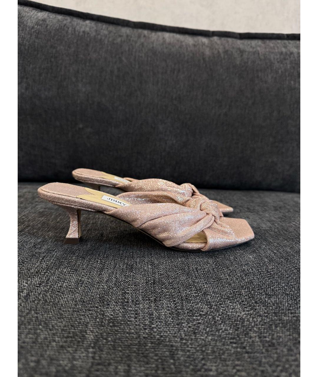 JIMMY CHOO Розовые текстильные мюли, фото 7