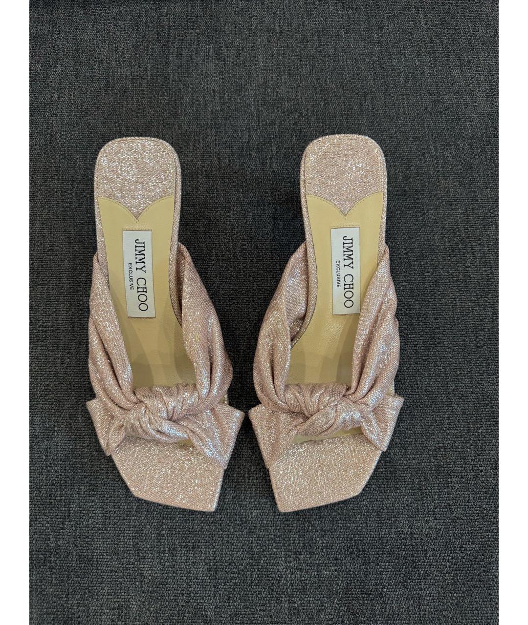 JIMMY CHOO Розовые текстильные мюли, фото 3