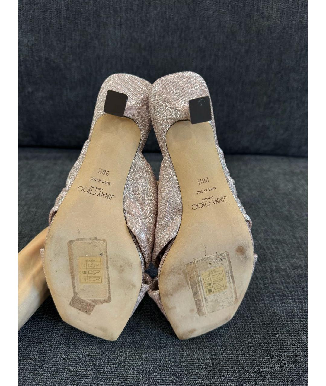 JIMMY CHOO Розовые текстильные мюли, фото 6