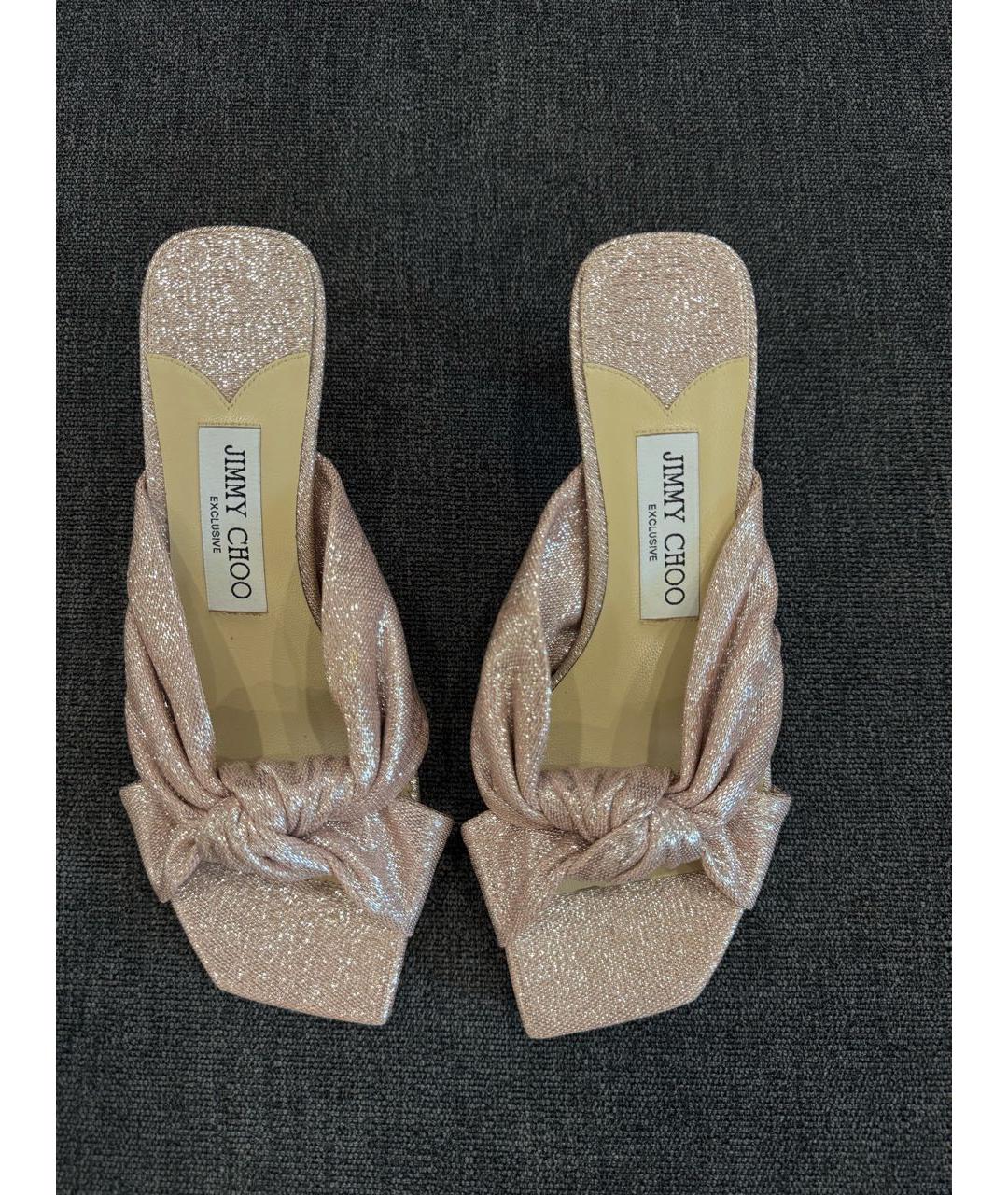 JIMMY CHOO Розовые текстильные мюли, фото 2
