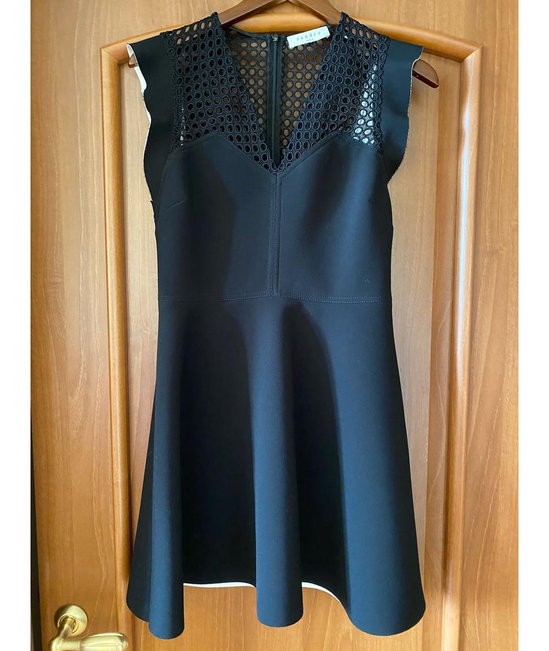 SANDRO Черное полиэстеровое коктейльное платье, фото 3