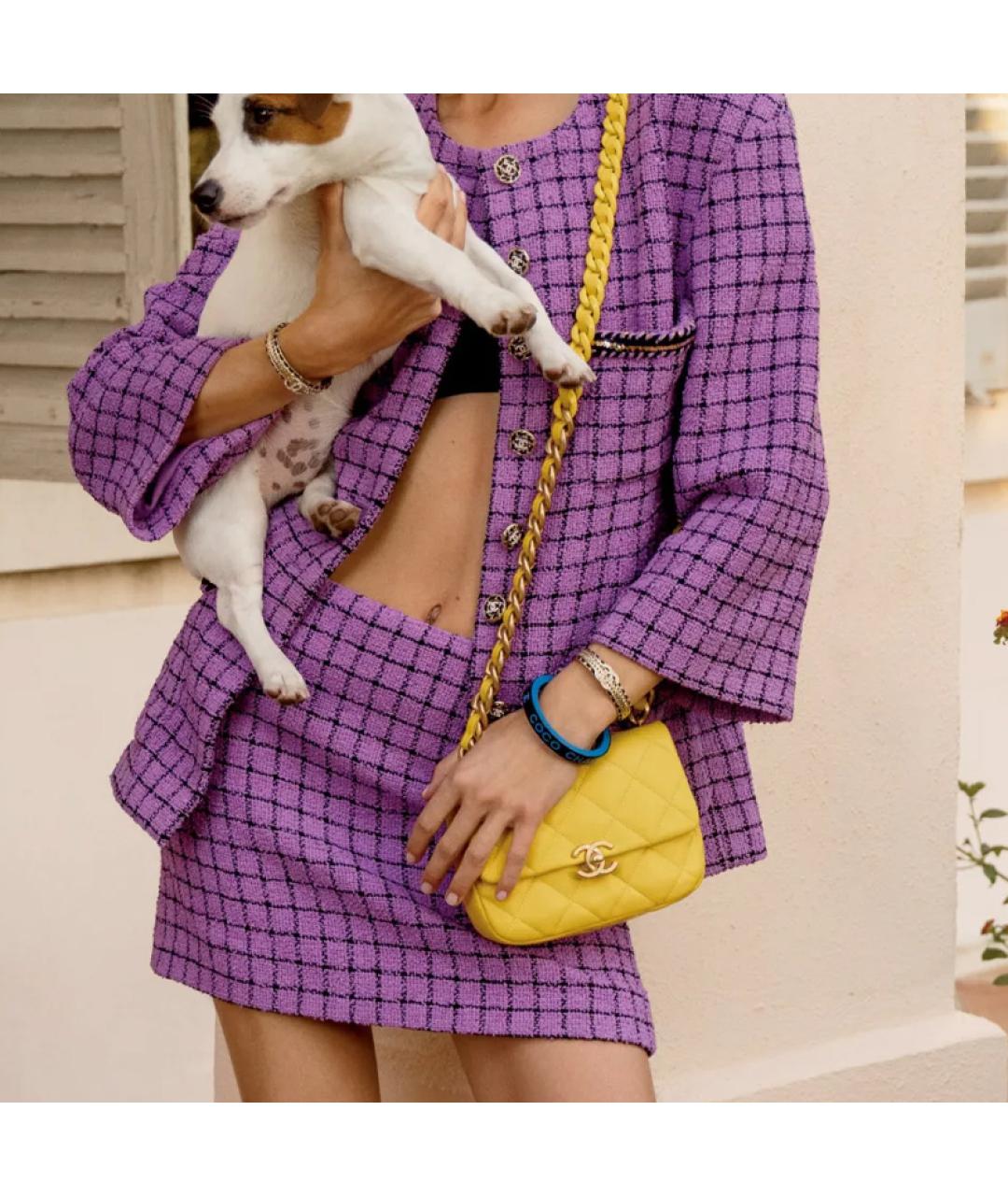 CHANEL Желтая кожаная сумка через плечо, фото 4