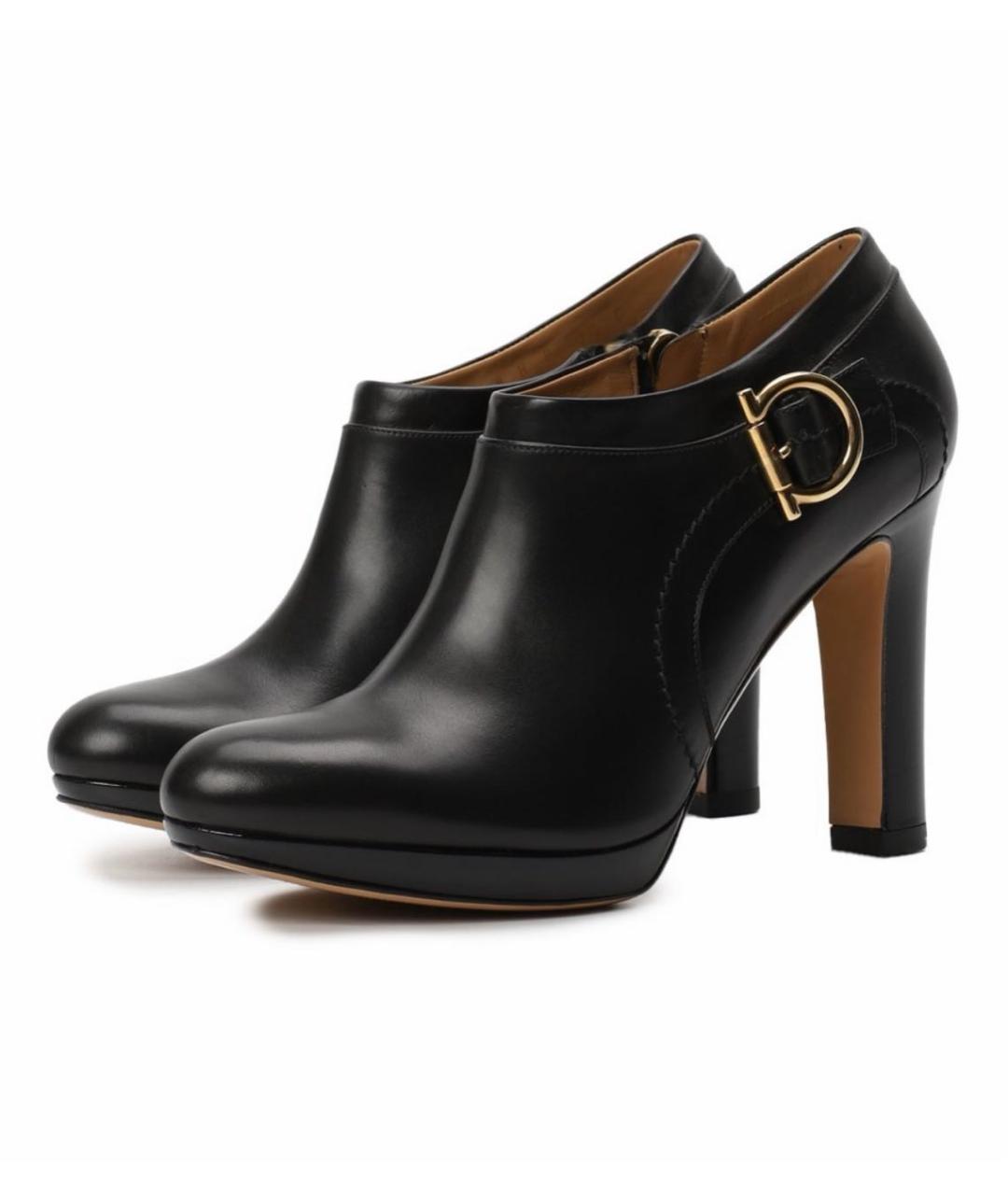FERRAGAMO Черные кожаные ботильоны, фото 2
