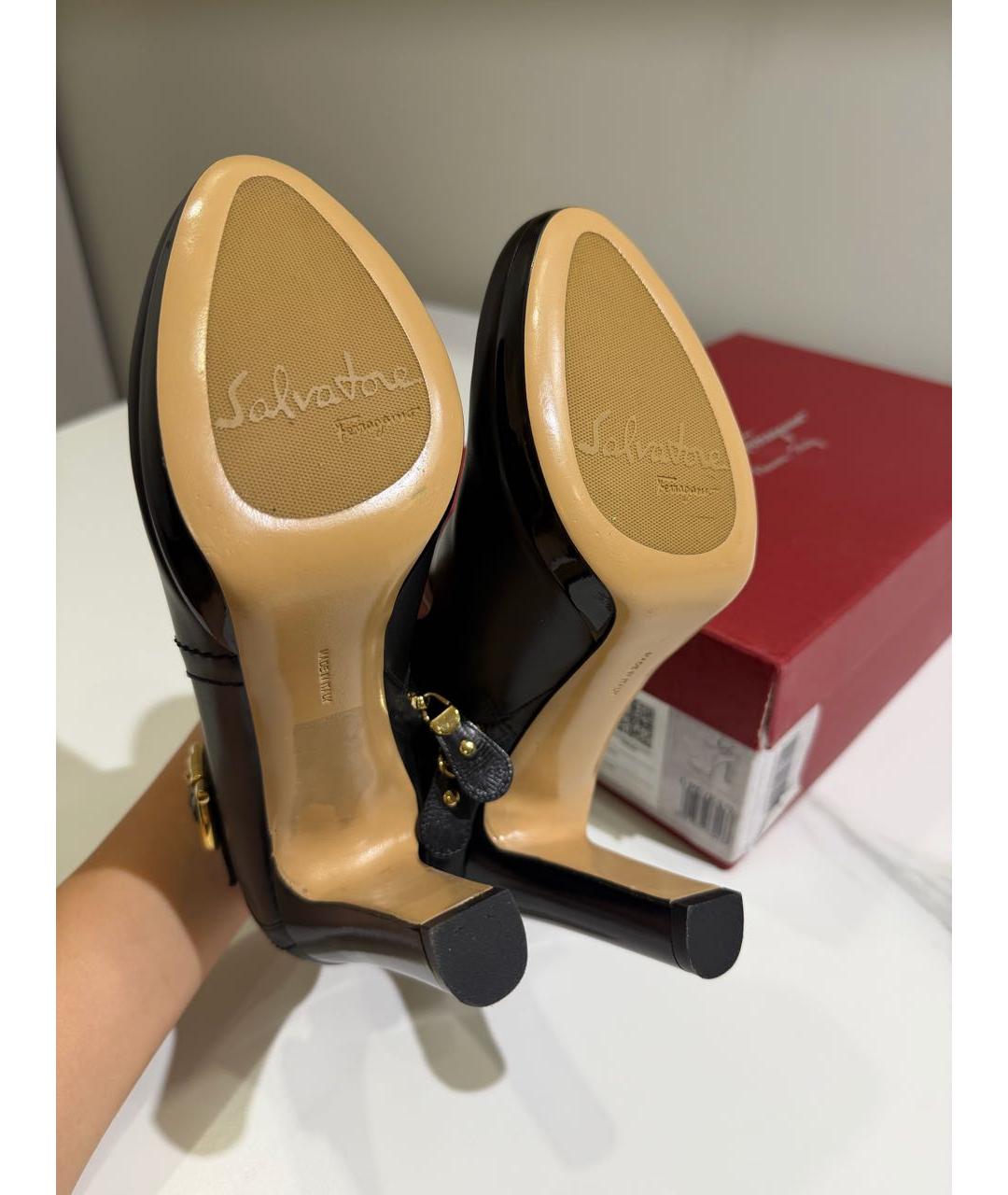 FERRAGAMO Черные кожаные ботильоны, фото 5