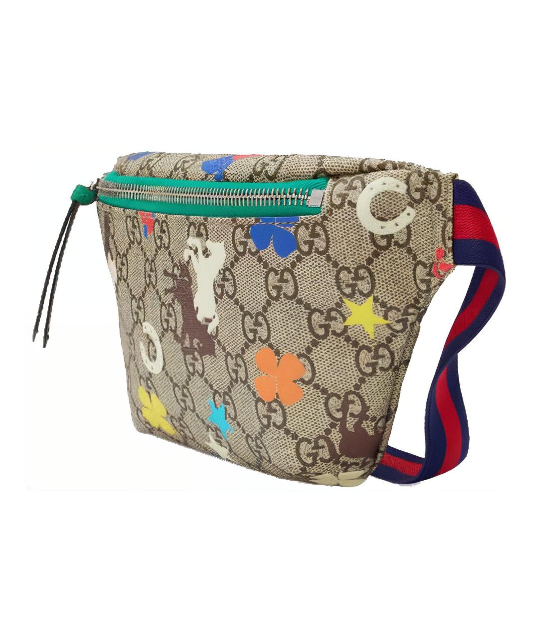 GUCCI Бежевая поясная сумка из канвы, фото 2