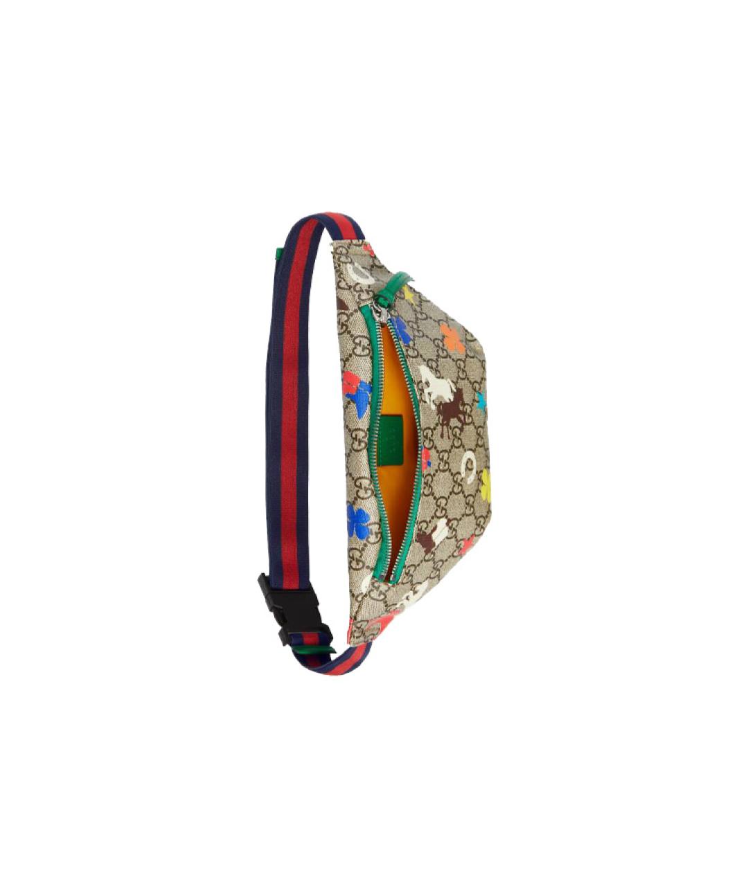 GUCCI Бежевая поясная сумка из канвы, фото 3