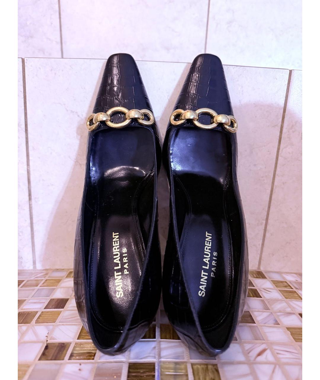 SAINT LAURENT Черные кожаные туфли, фото 3