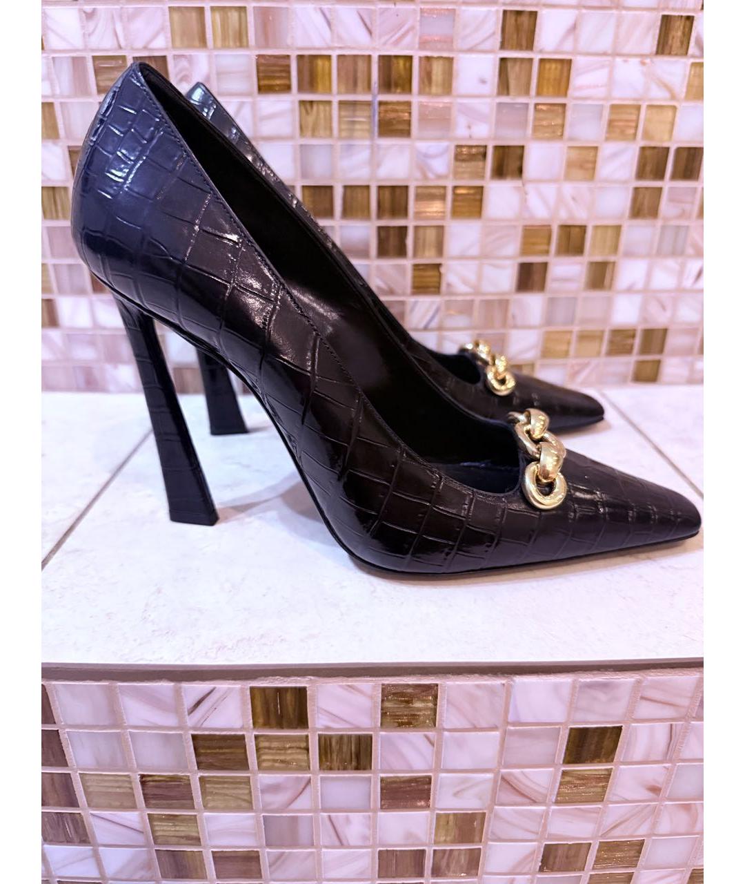 SAINT LAURENT Черные кожаные туфли, фото 5