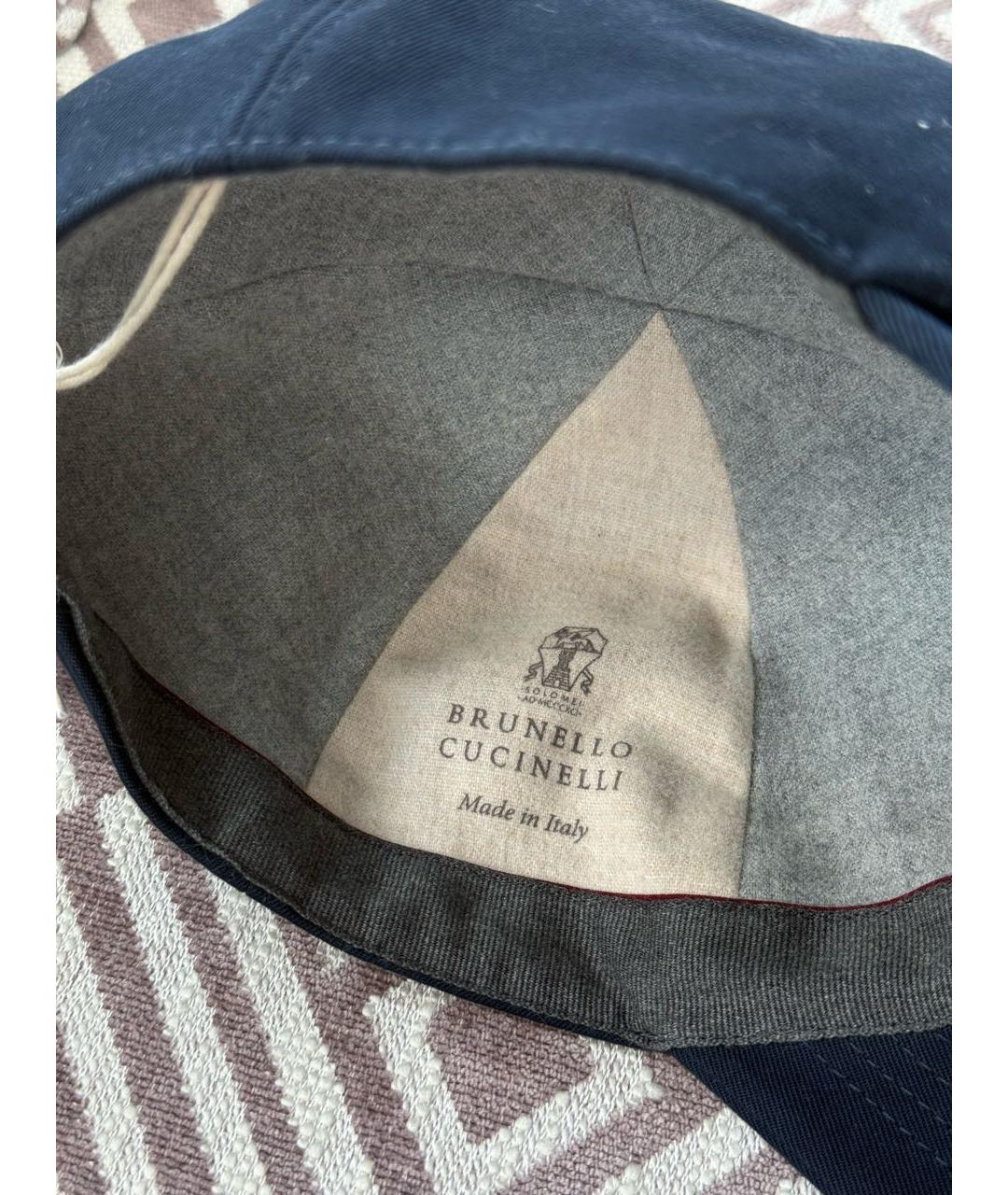 BRUNELLO CUCINELLI Темно-синяя хлопковая кепка/бейсболка, фото 4